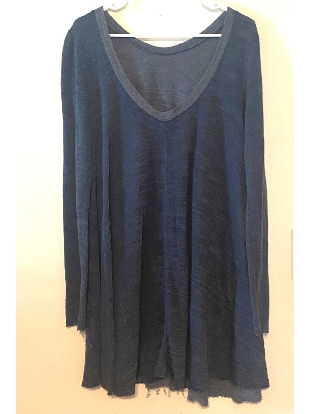 Women's FP Beach Long Sleeve Swing Dress Navy Blue Size Medium Free People